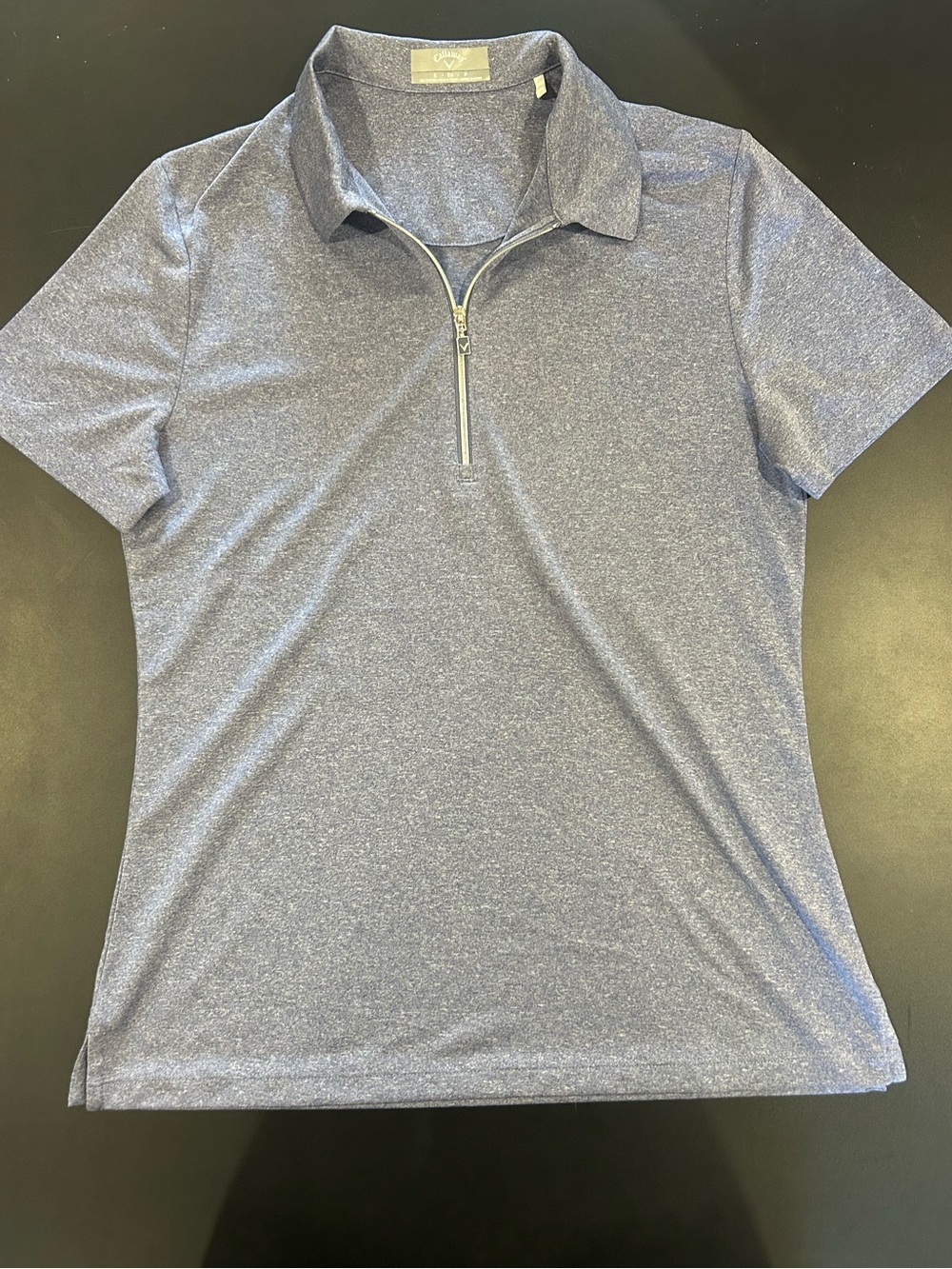 Callaway Women’s Heathered Blue Short-Sleeve Zip Golf Polo